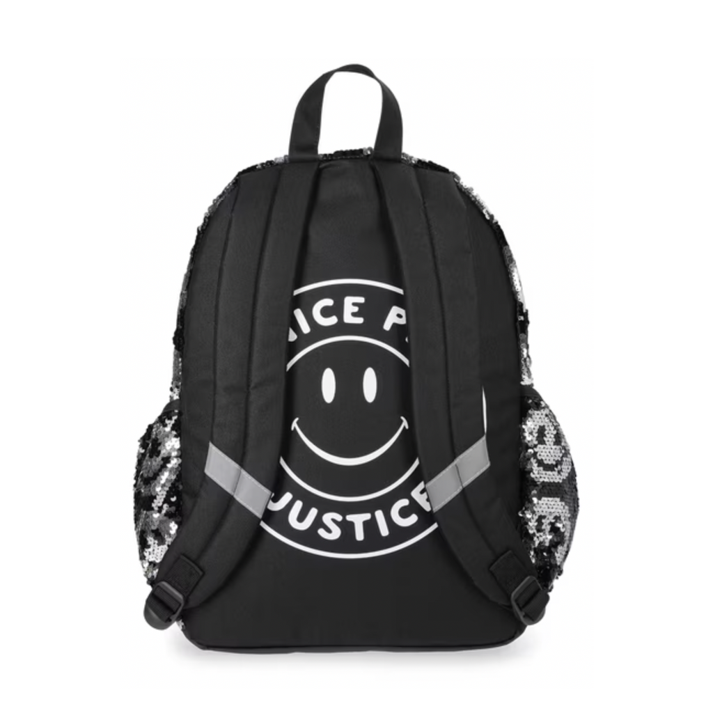 Justice Girls 17" Smiley Sequin Backpack & Lunch Tote Set - Black