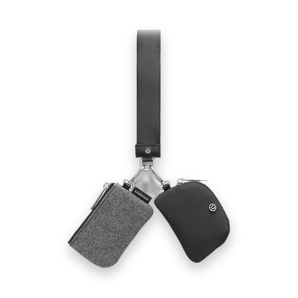 LuluLemon Dual Pouch Wristlet- Dark Silver/Graphite Grey/Silver 