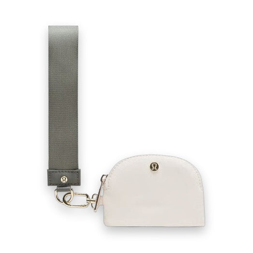 LuluLemon Dual Pouch Wristlet - Grey Sage/Light Ivory/Gold 