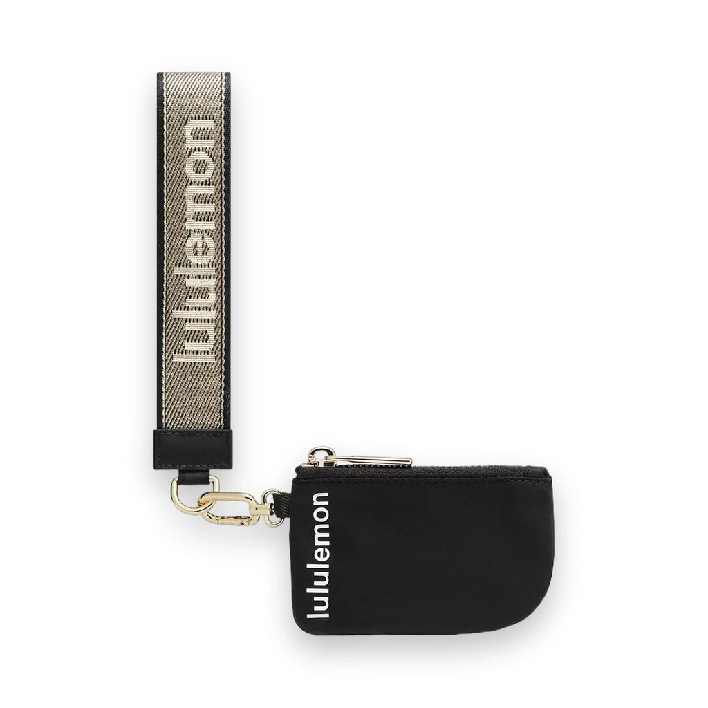 LuluLemon Dual Pouch Wristlet Metallic Wordmark - Black/Gold 