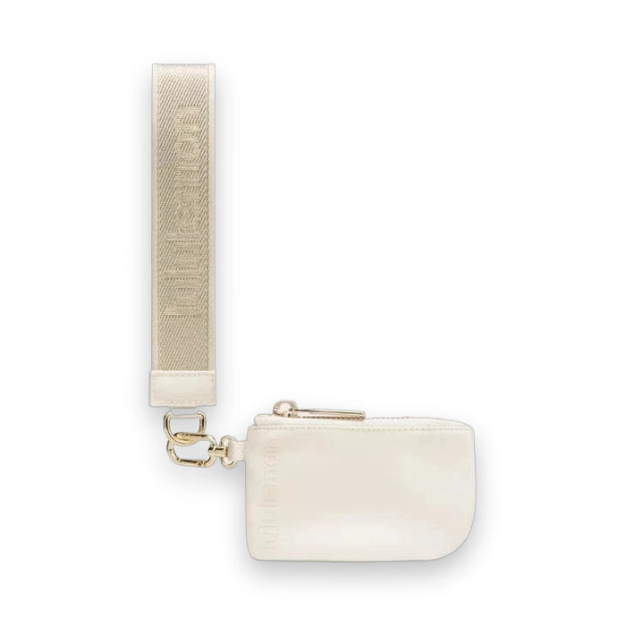 LuluLemon Dual Pouch Wristlet Metallic Wordmark - Light Ivory 
