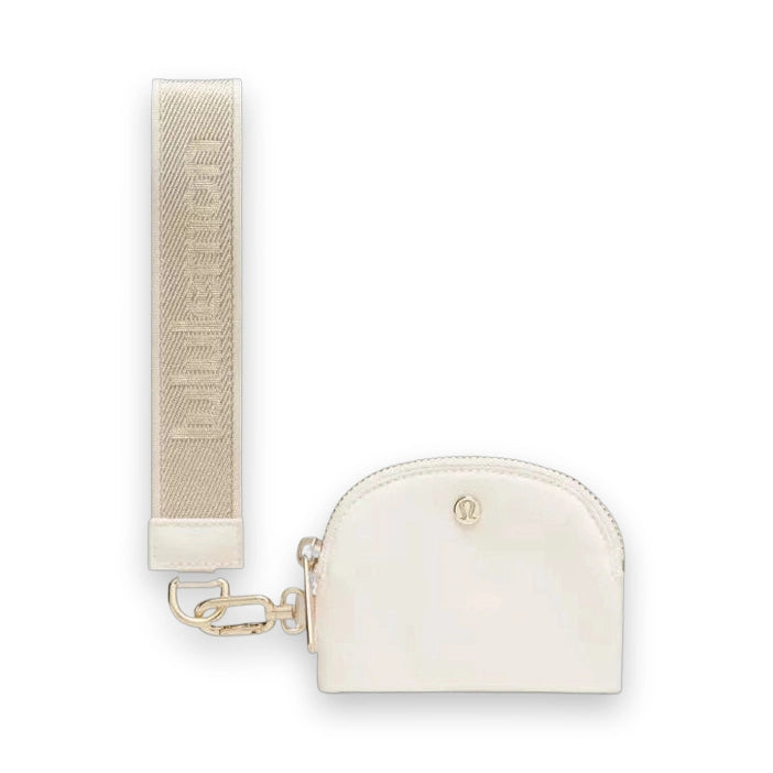 LuluLemon Dual Pouch Wristlet Metallic Wordmark - Light Ivory 