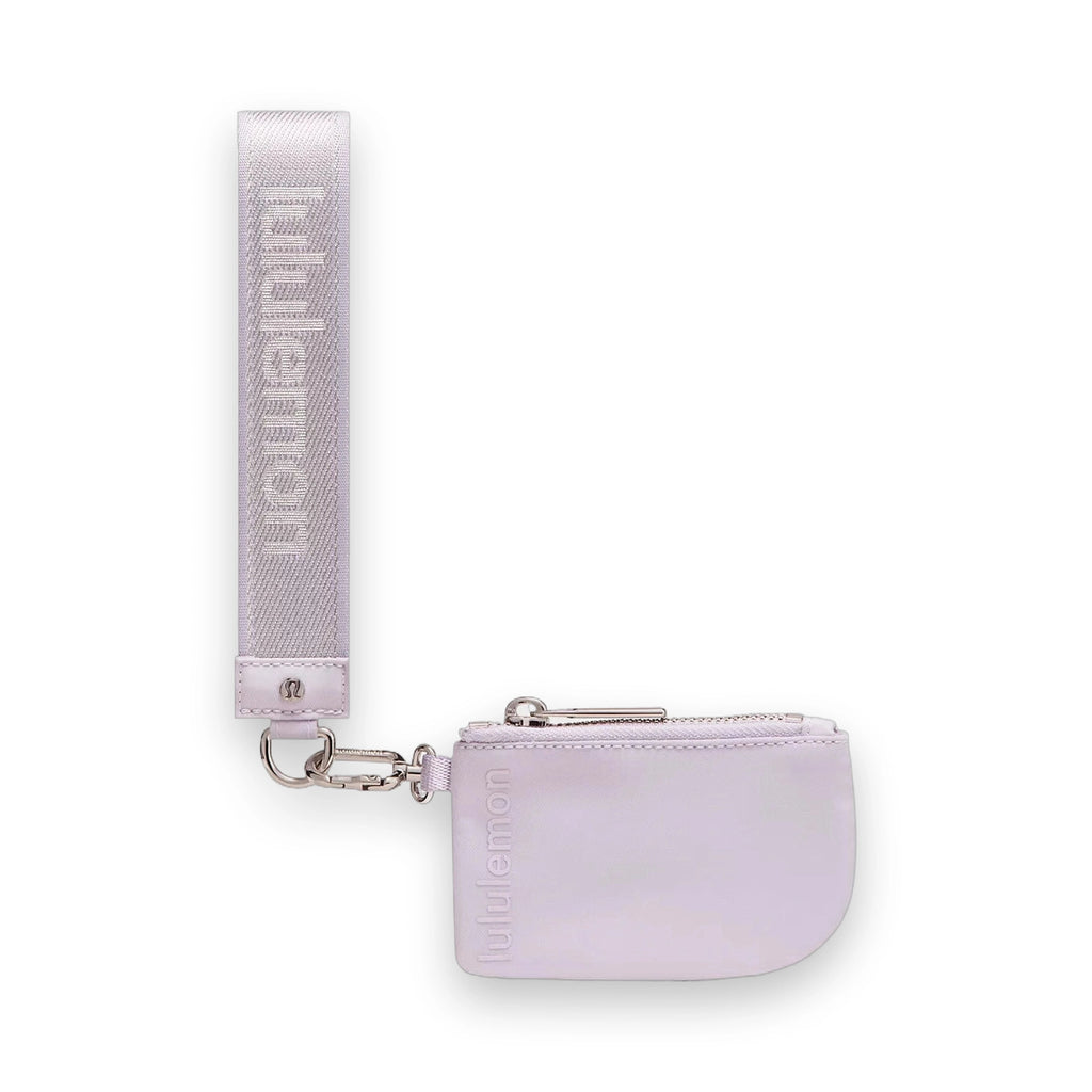 LuluLemon Dual Pouch Wristlet Metallic Wordmark - Faint Lavendar 