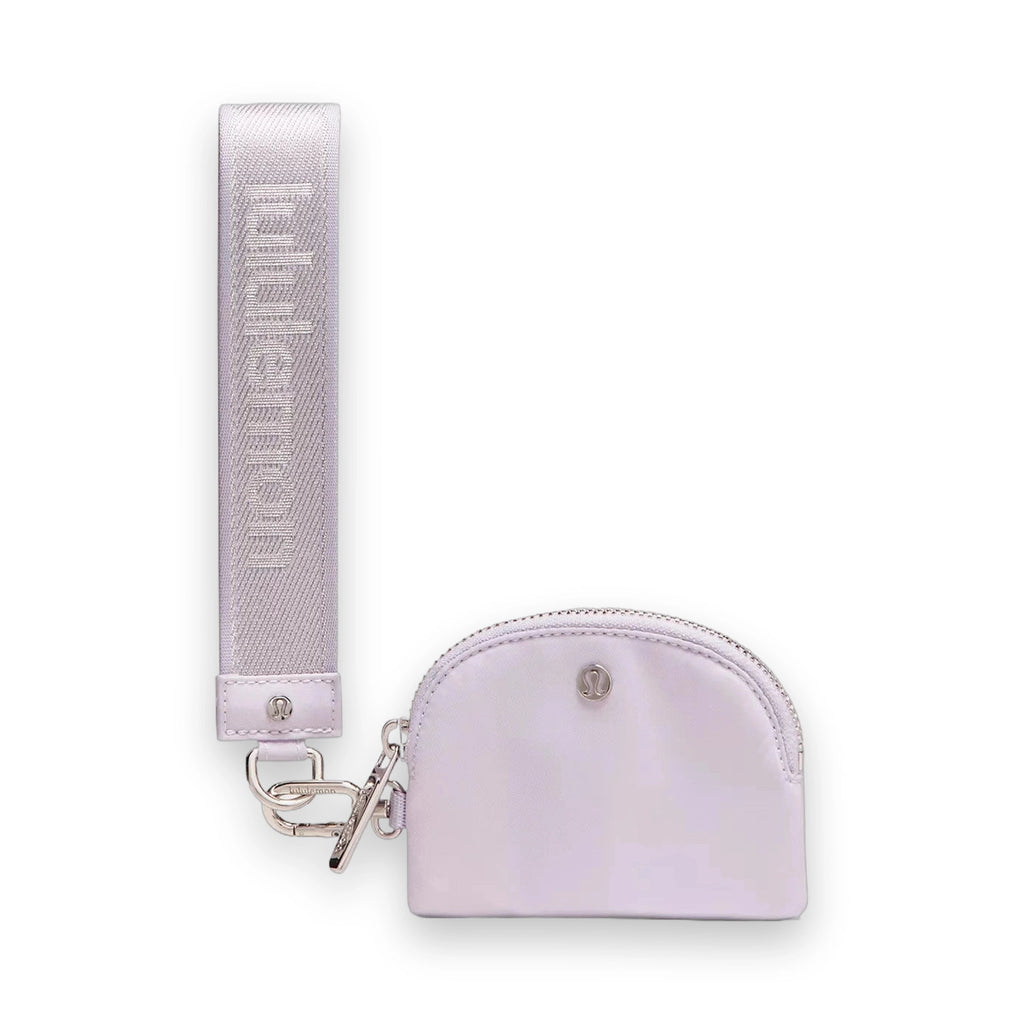 LuluLemon Dual Pouch Wristlet Metallic Wordmark - Faint Lavendar 