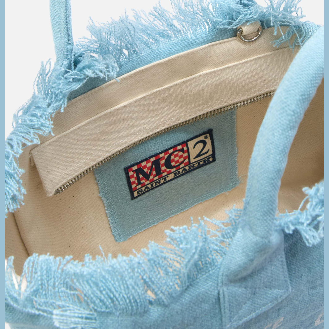 MC2 Saint Barth Light blue solid color linen Colette bag