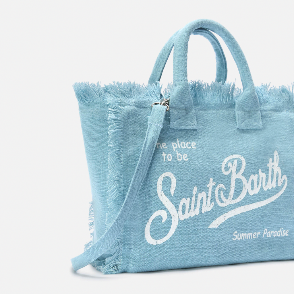 MC2 Saint Barth Light blue solid color linen Colette bag