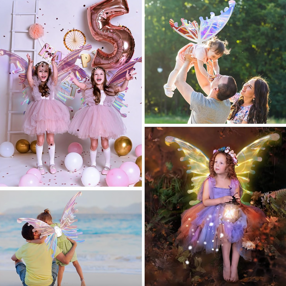 Maysida Electric Fairy Wings for Girls Light Up Moving Butterfly Wings