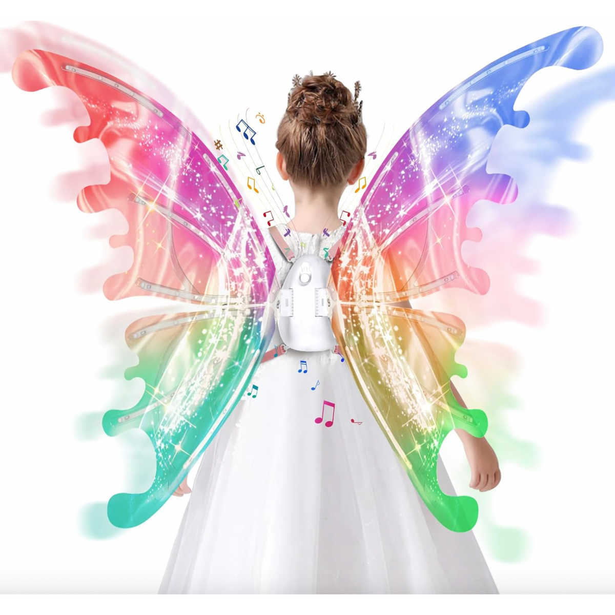 Maysida Electric Fairy Wings for Girls Light Up Moving Butterfly Wings
