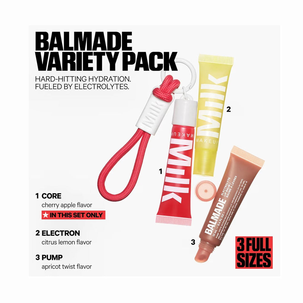 Milk Makeup Balmade Electrolyte Lip Balm Trio + Keychain 