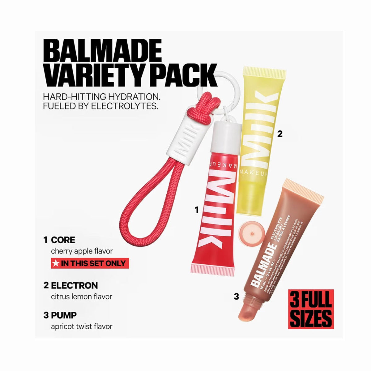 Milk Makeup Balmade Electrolyte Lip Balm Trio + Keychain 
