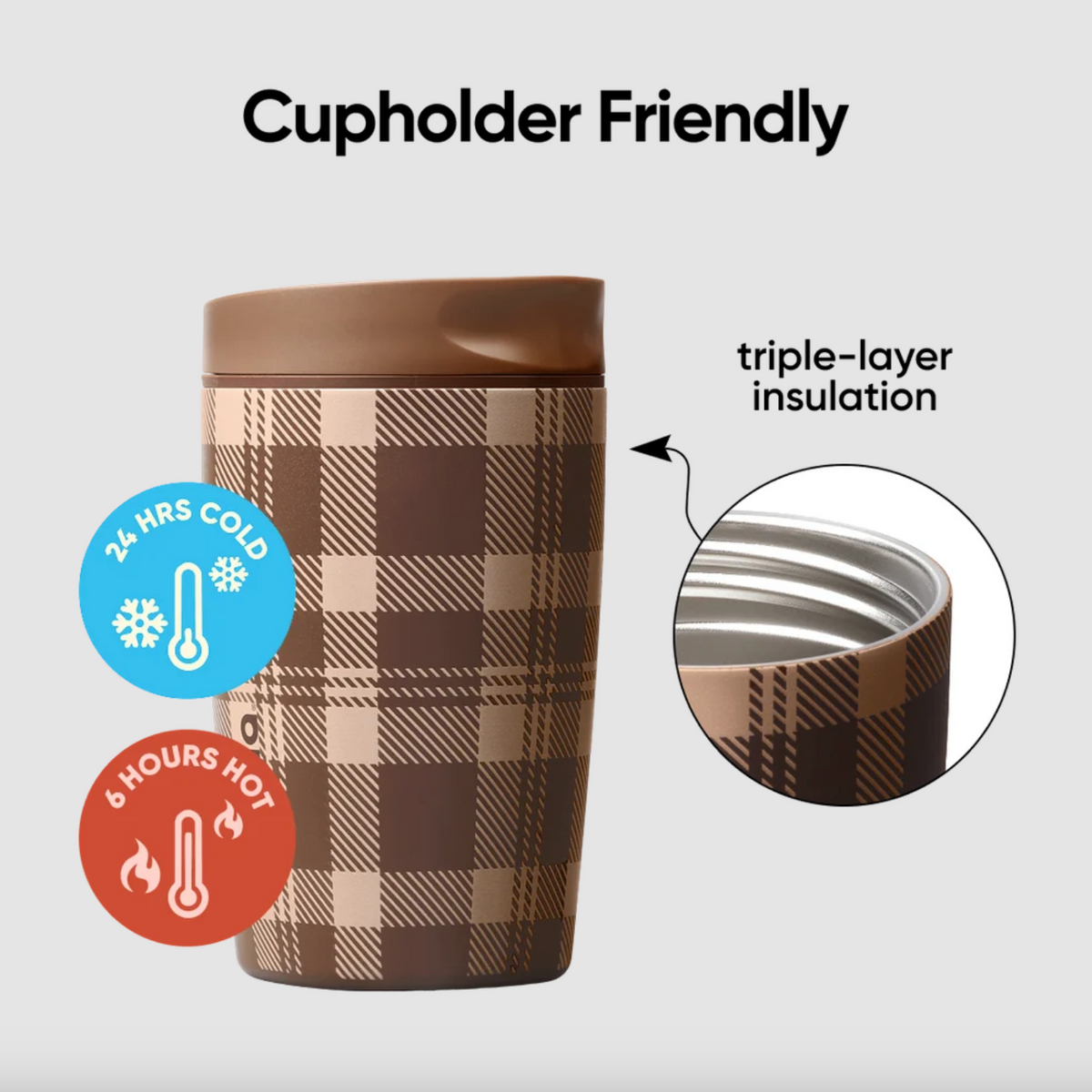 Owala 12 fl oz Stainless Steel SmoothSip Slider Insulated Tumbler - Plaid and Simple