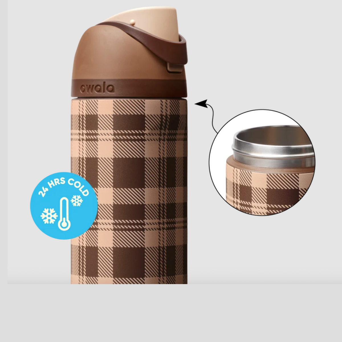 Owala FreeSip Stainless Steel Water Bottle 24 oz - Plaid and Simple