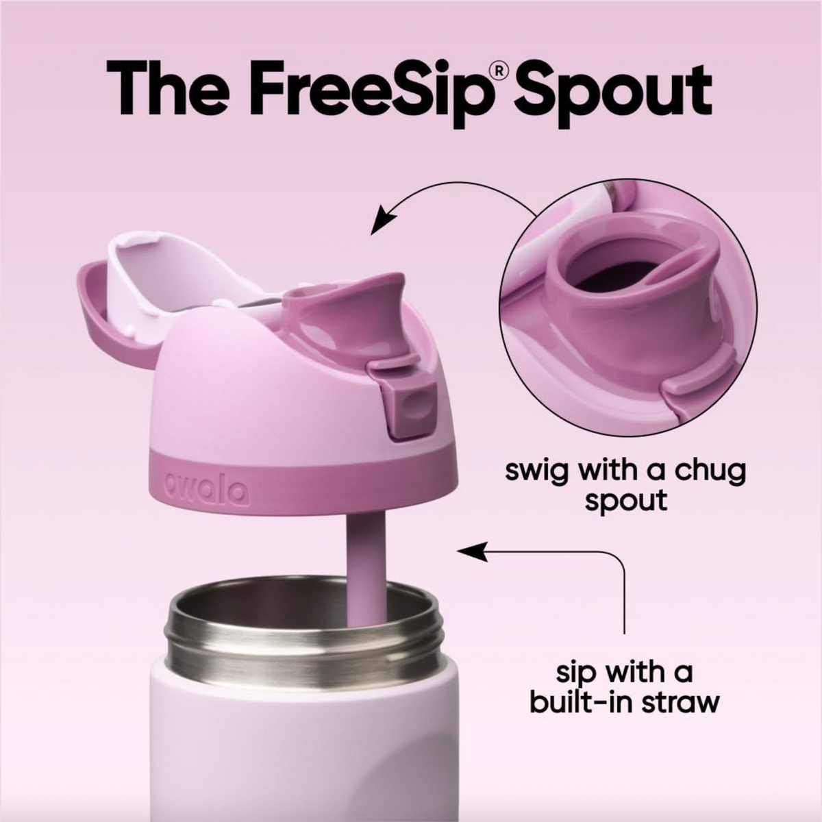 Owala FreeSip Stainless Steel Water Bottle 24 oz - Lilac You A lot
