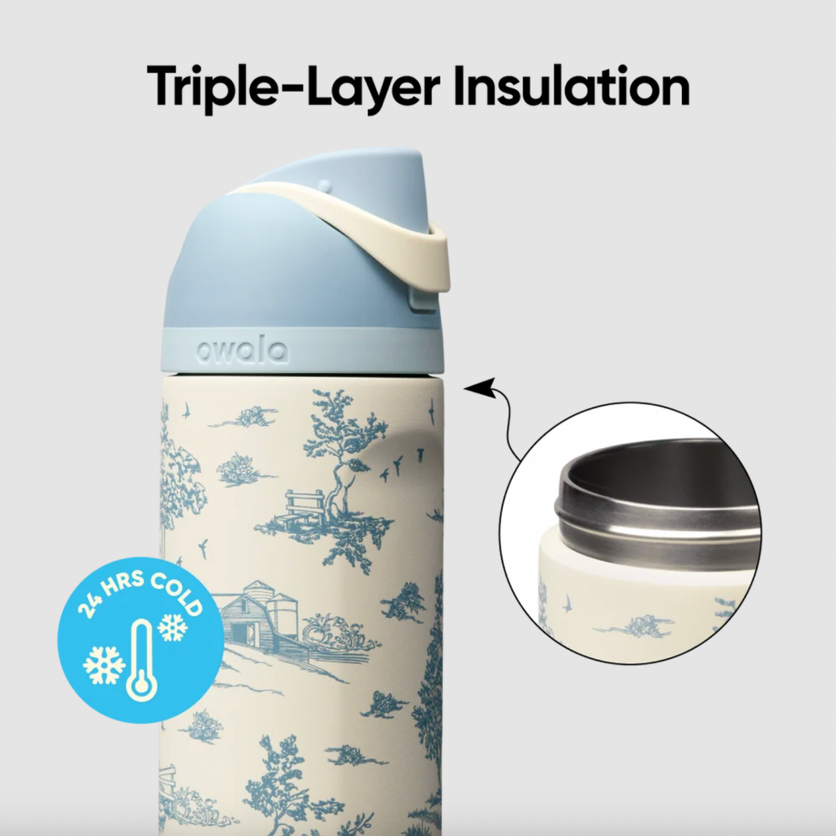 Owala FreeSip Stainless Steel Water Bottle 24 oz - Toile Be Home