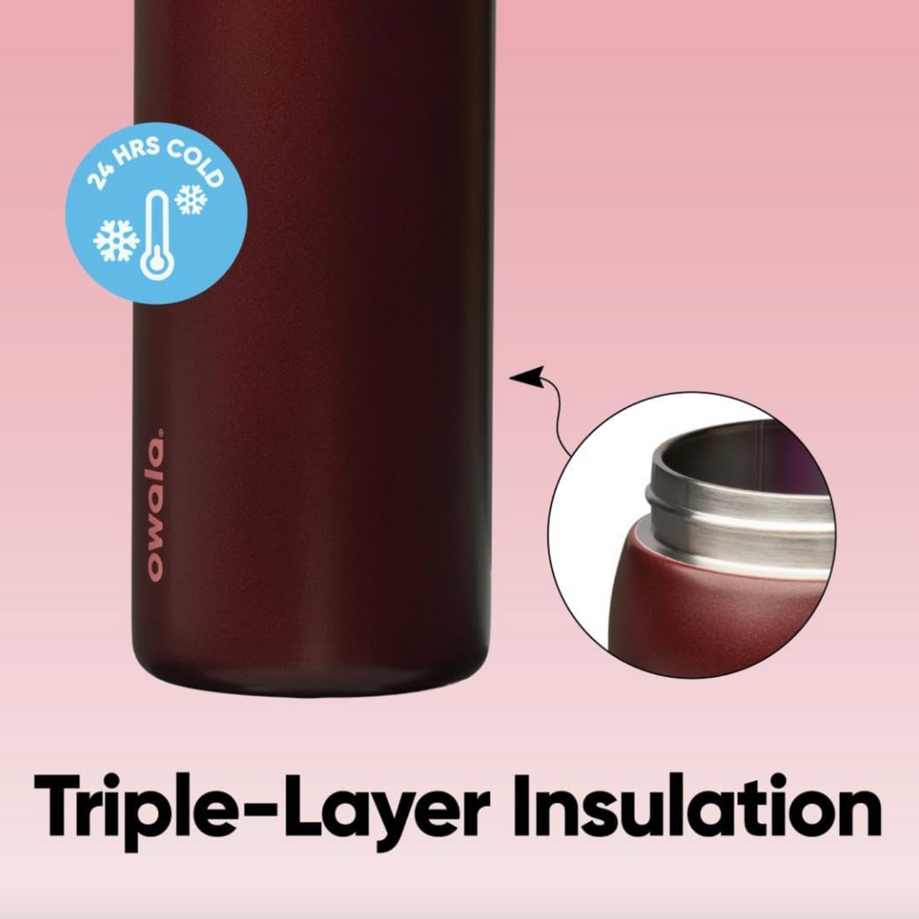 Owala FreeSip Stainless Steel Water Bottle 32 oz - Black Cherry
