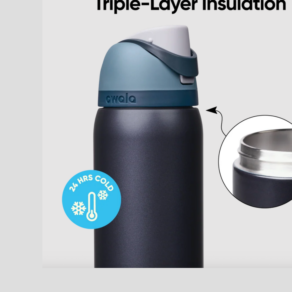 Owala FreeSip Stainless Steel Water Bottle 32 oz - Blue Steel
