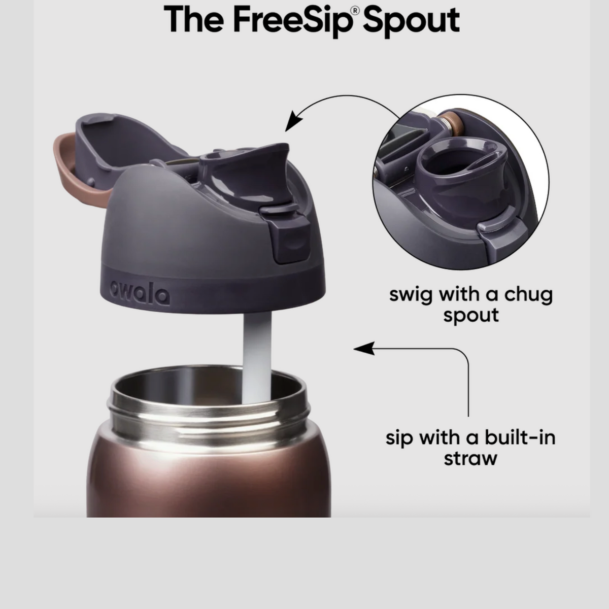 Owala FreeSip Stainless Steel Water Bottle 32 oz - Desert Smoke