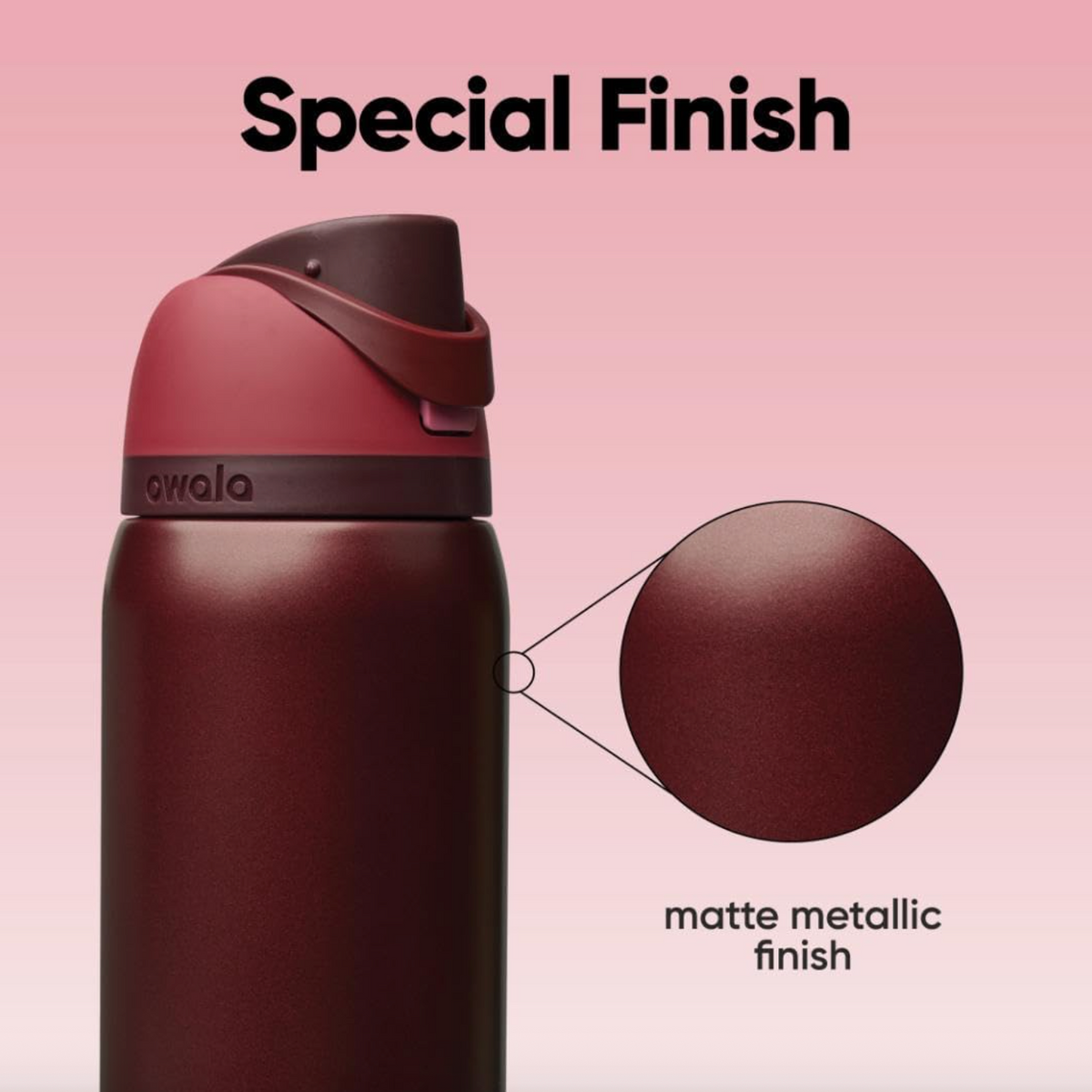 Owala FreeSip Stainless Steel Water Bottle 32 oz - Black Cherry