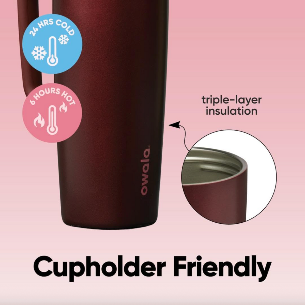 Owala SmoothSip® Slider with Handle 12 oz - Black Cherry
