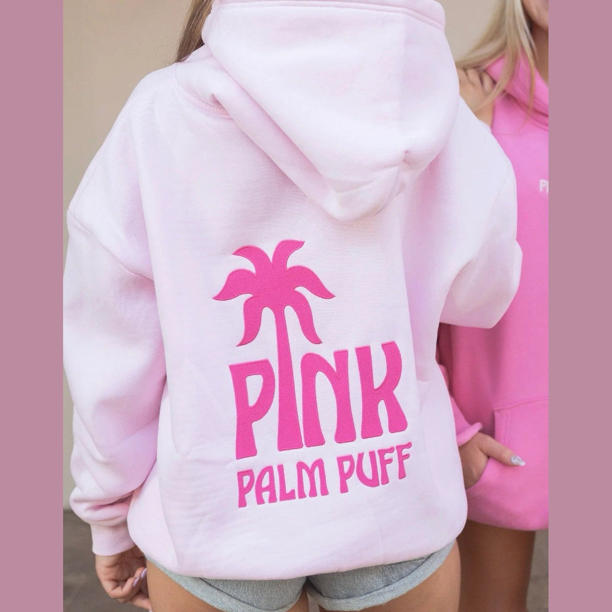 PINK PALM PUFF-Classic Puff Hoodie in Blush 