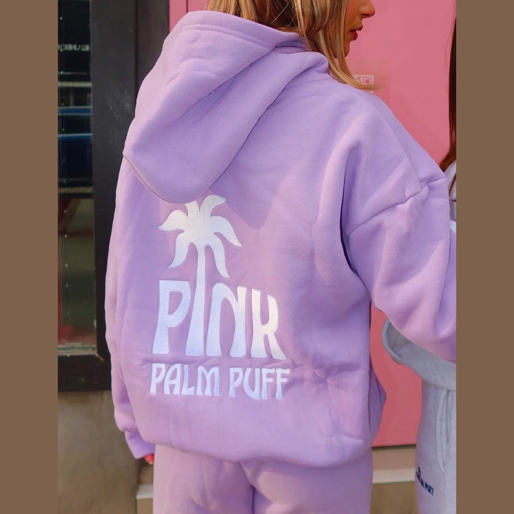 PINK PALM PUFF-Classic Puff Hoodie in Orchid 