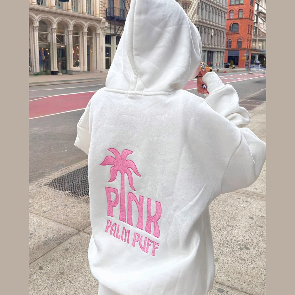 PINK PALM PUFF-Classic Puff Hoodie in Pink Opal 