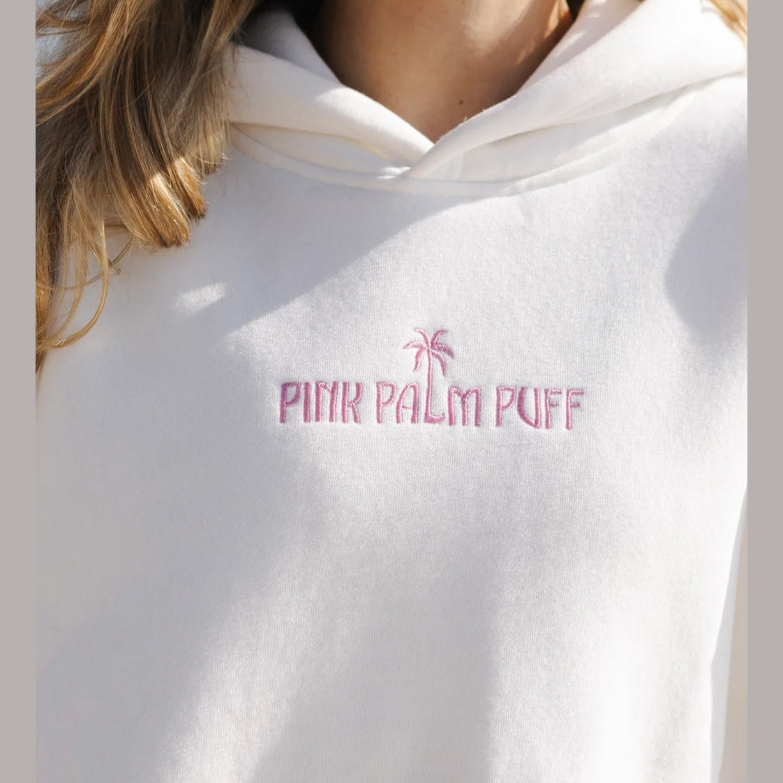 PINK PALM PUFF-Classic Puff Hoodie in Pink Opal 