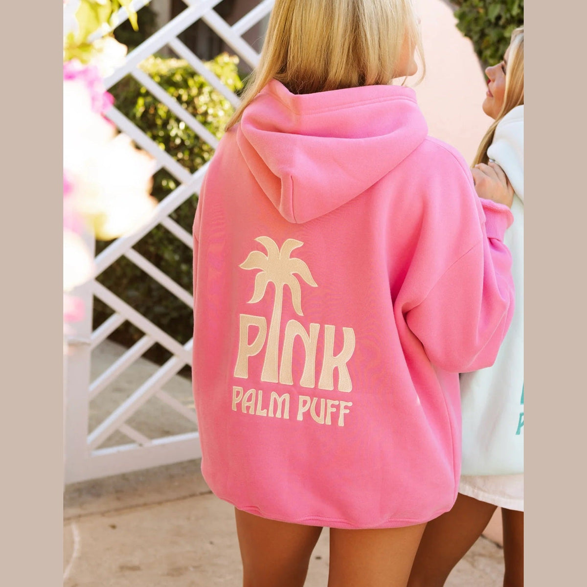 PINK PALM PUFF-Classic Puff Hoodie in Raspberry 