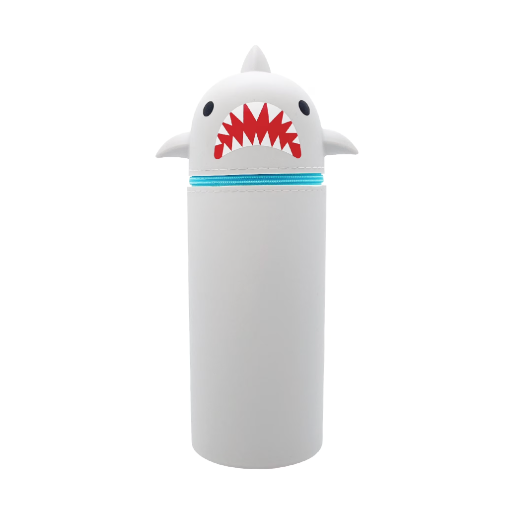 PenGear Silicone Standing Pencil Pouch Shark Pattern - Gray 