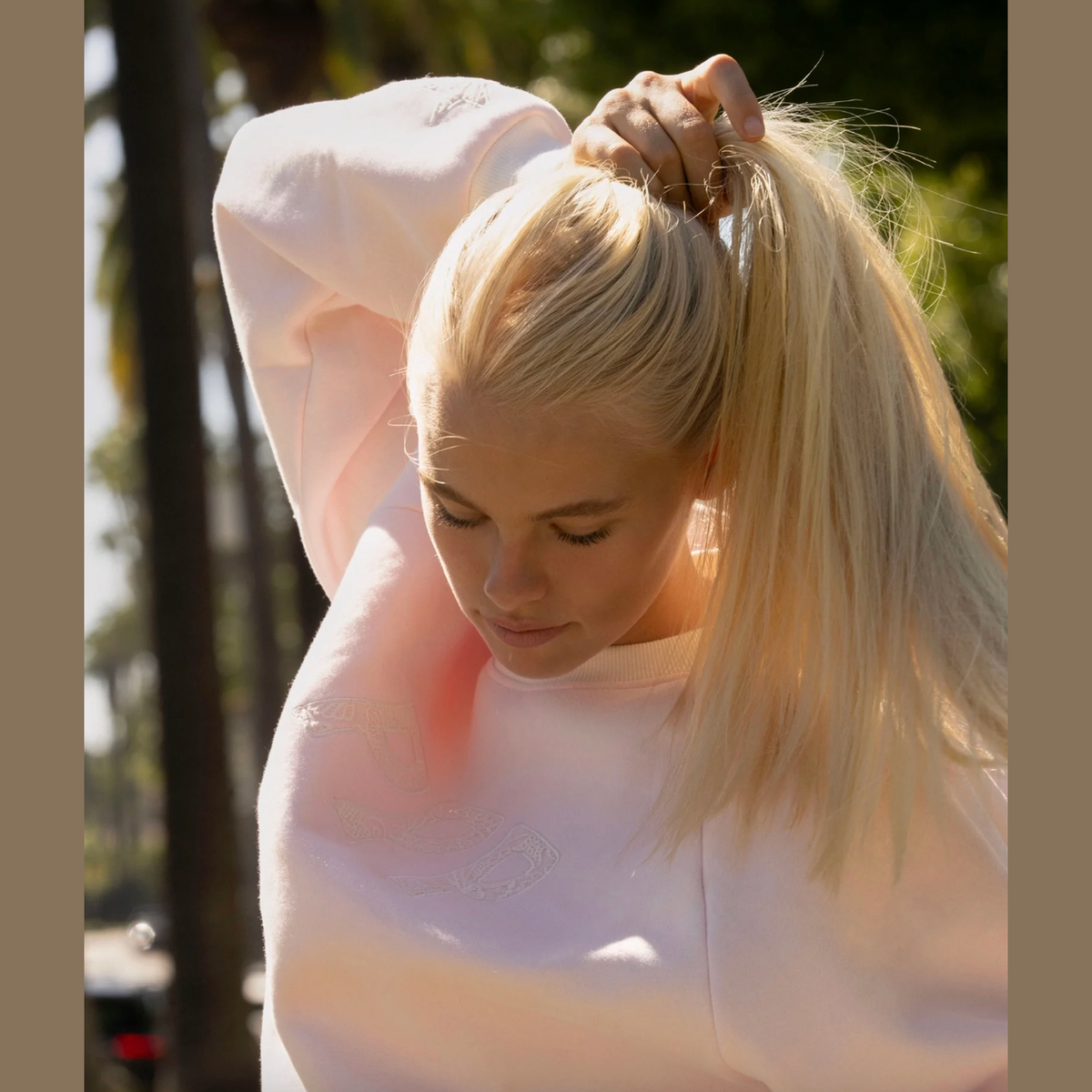 Pink Palm Puff “Daydream” Classic Crew - Angel Pink