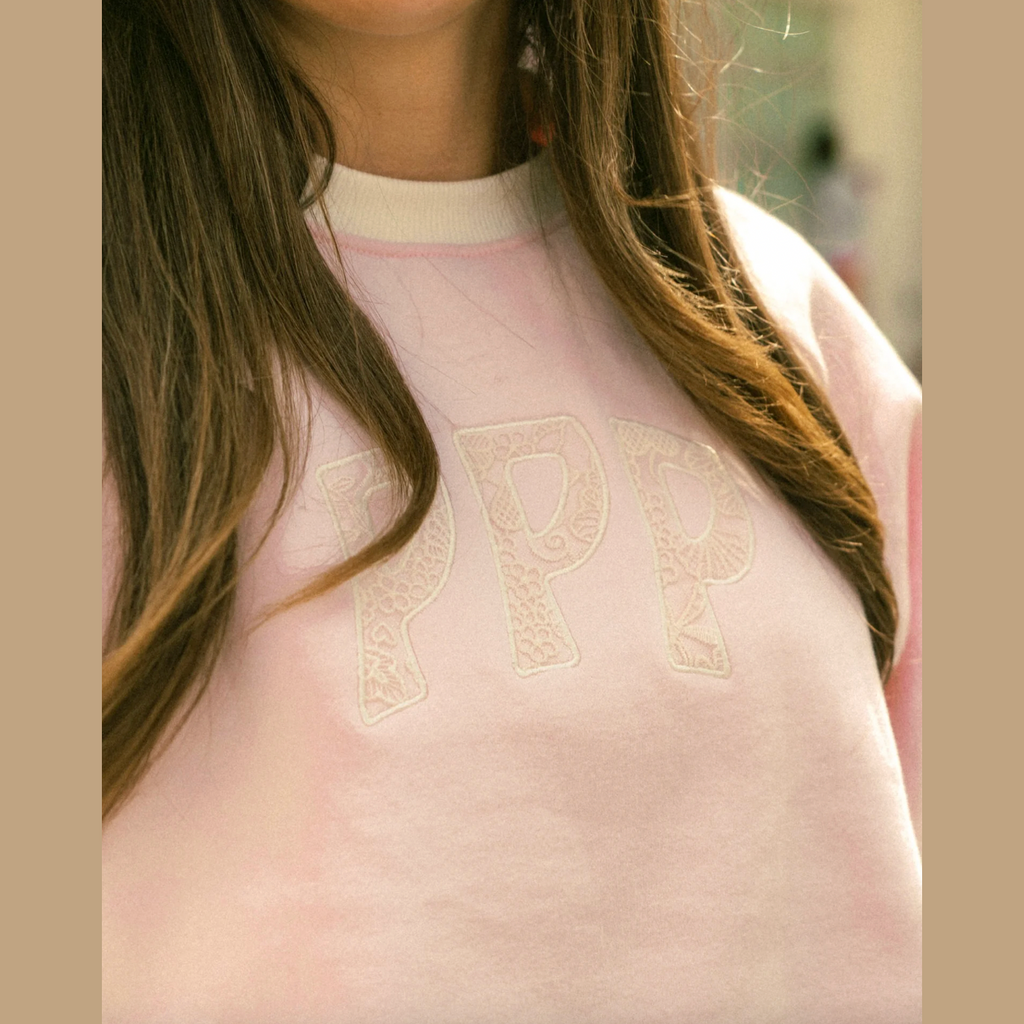 Pink Palm Puff “Daydream” Classic Crew - Angel Pink