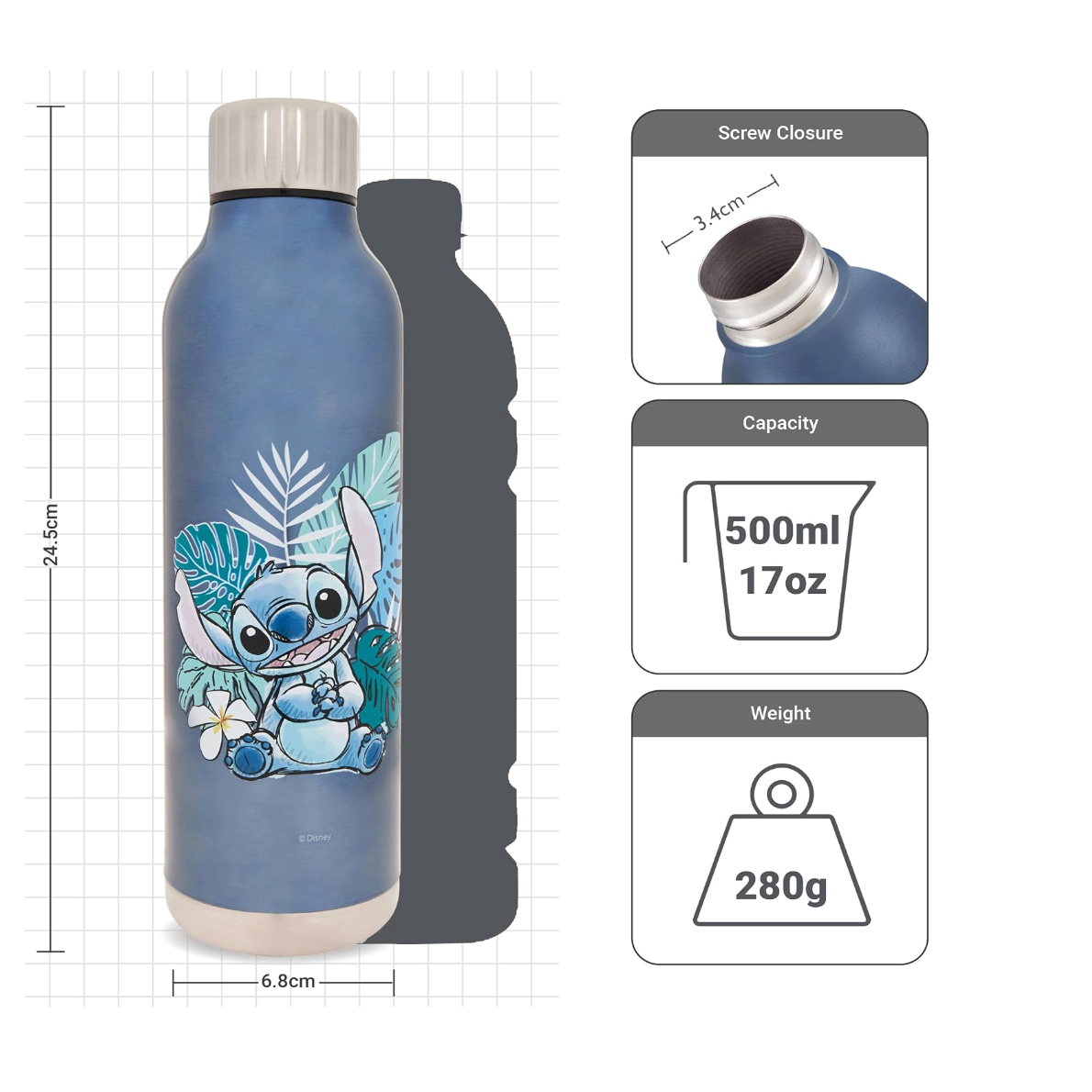 Polar Gear Stainless Steel Water Bottle 500 ml - Stitch 