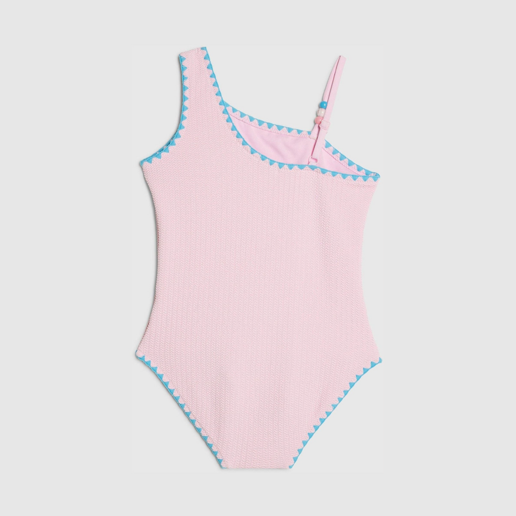 River Island Pink Sequin Shell Aysmmetric Swimsuit 