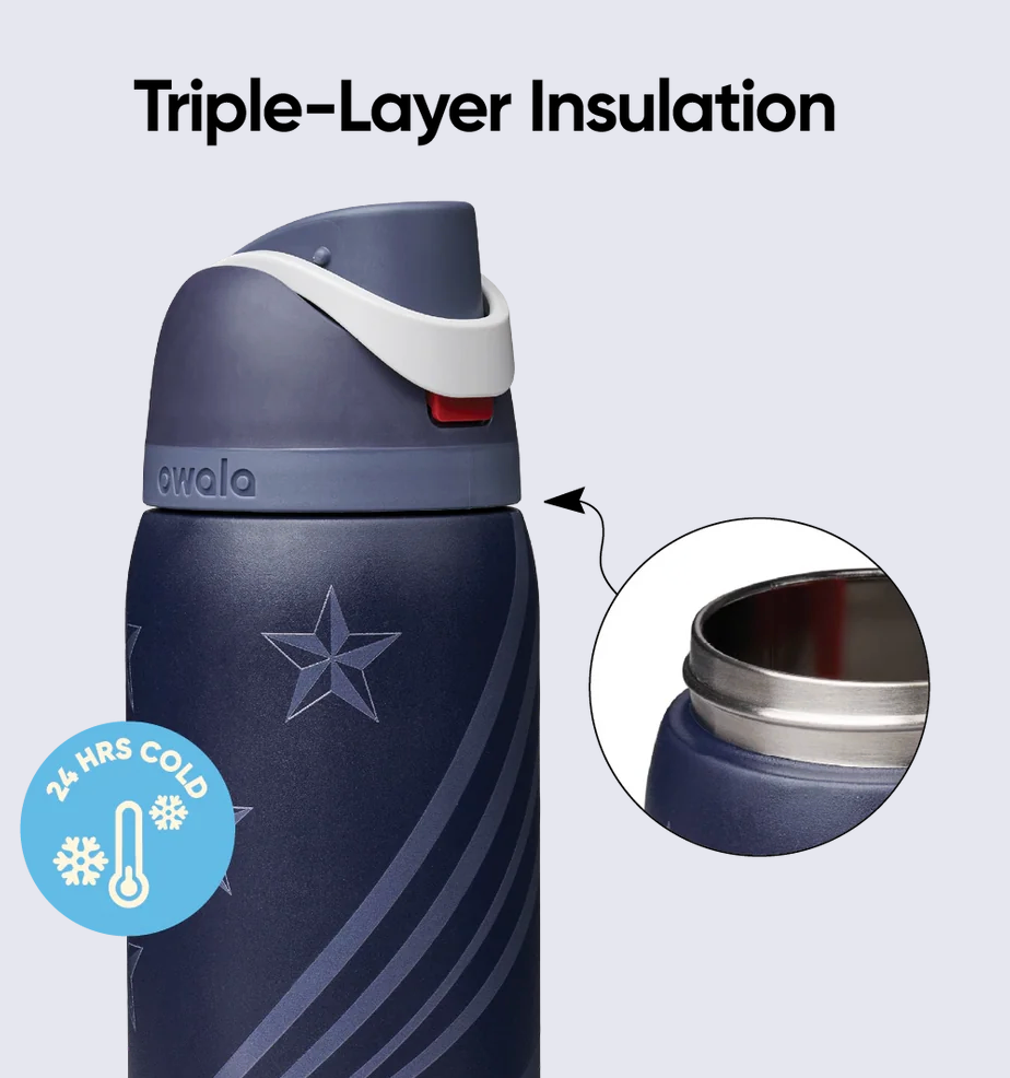 Owala 32 fl oz Stainless Steel FreeSip Water Bottle - All American: Soccer Collection