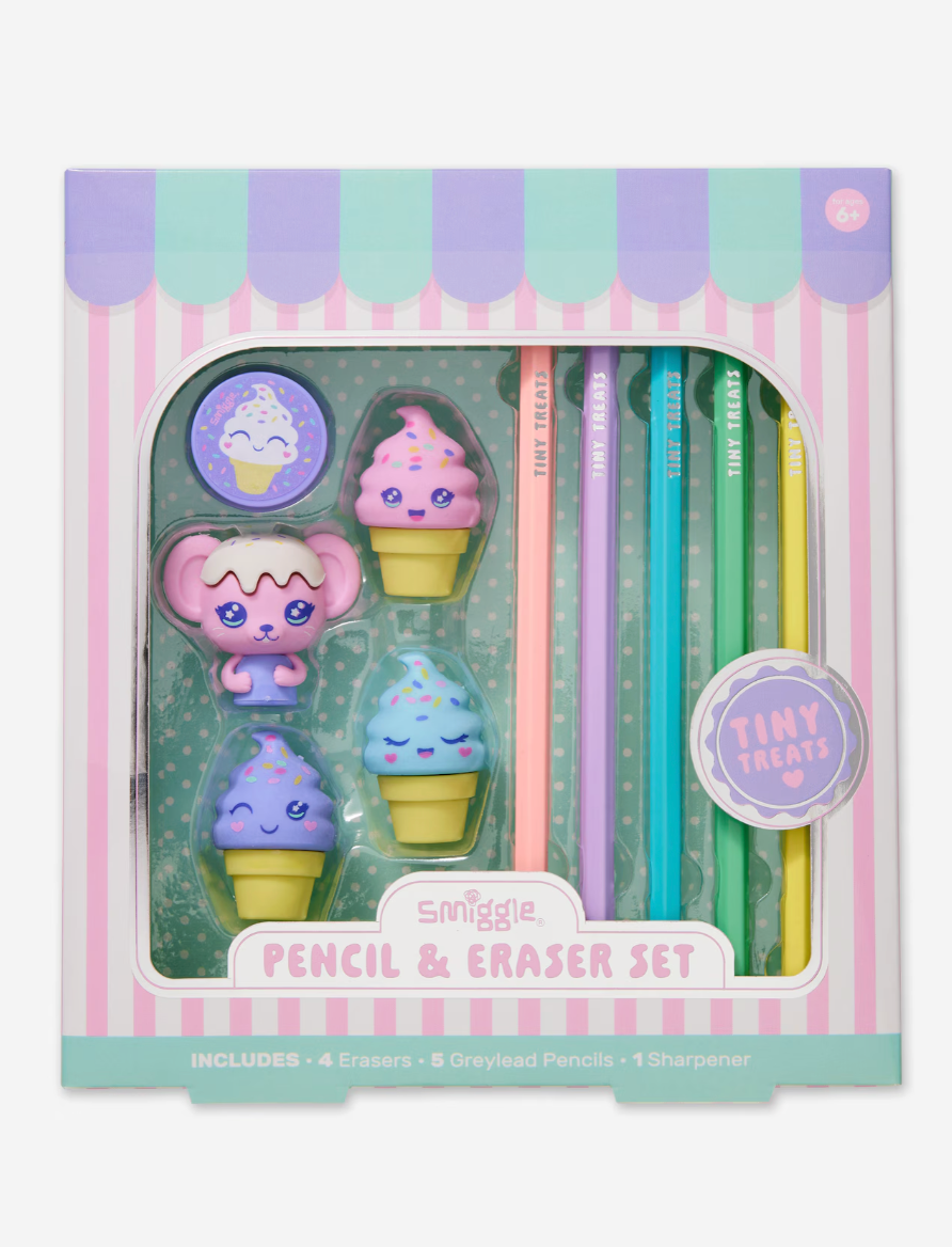 Smiggle Eraser Pencil Box Set - Lilac