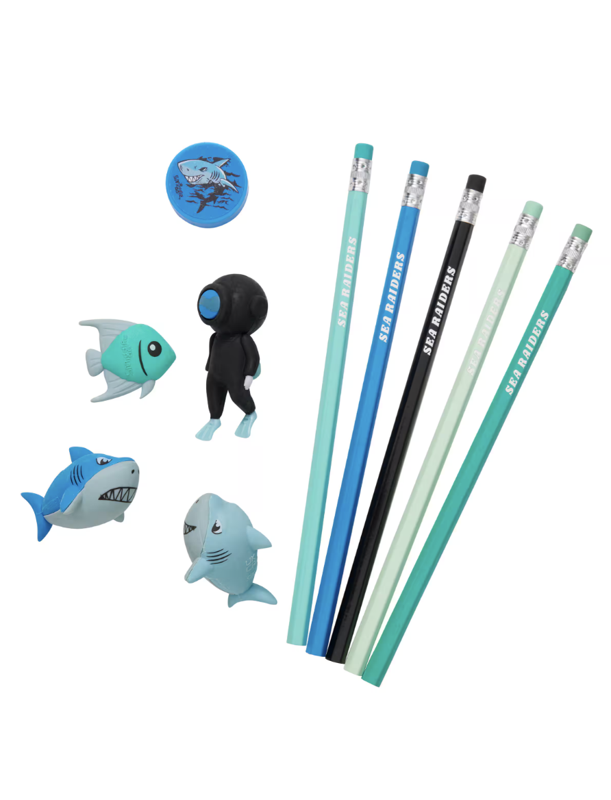 Smiggle Eraser Pencil Box Set - Blue