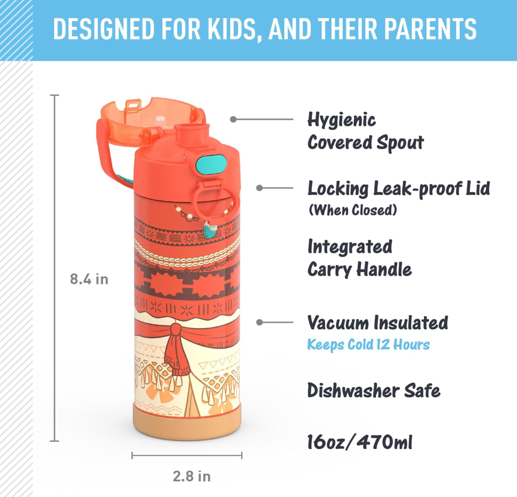 THERMOS FUNTAINER Water Bottle with Spout 16 oz. - Princess Moana