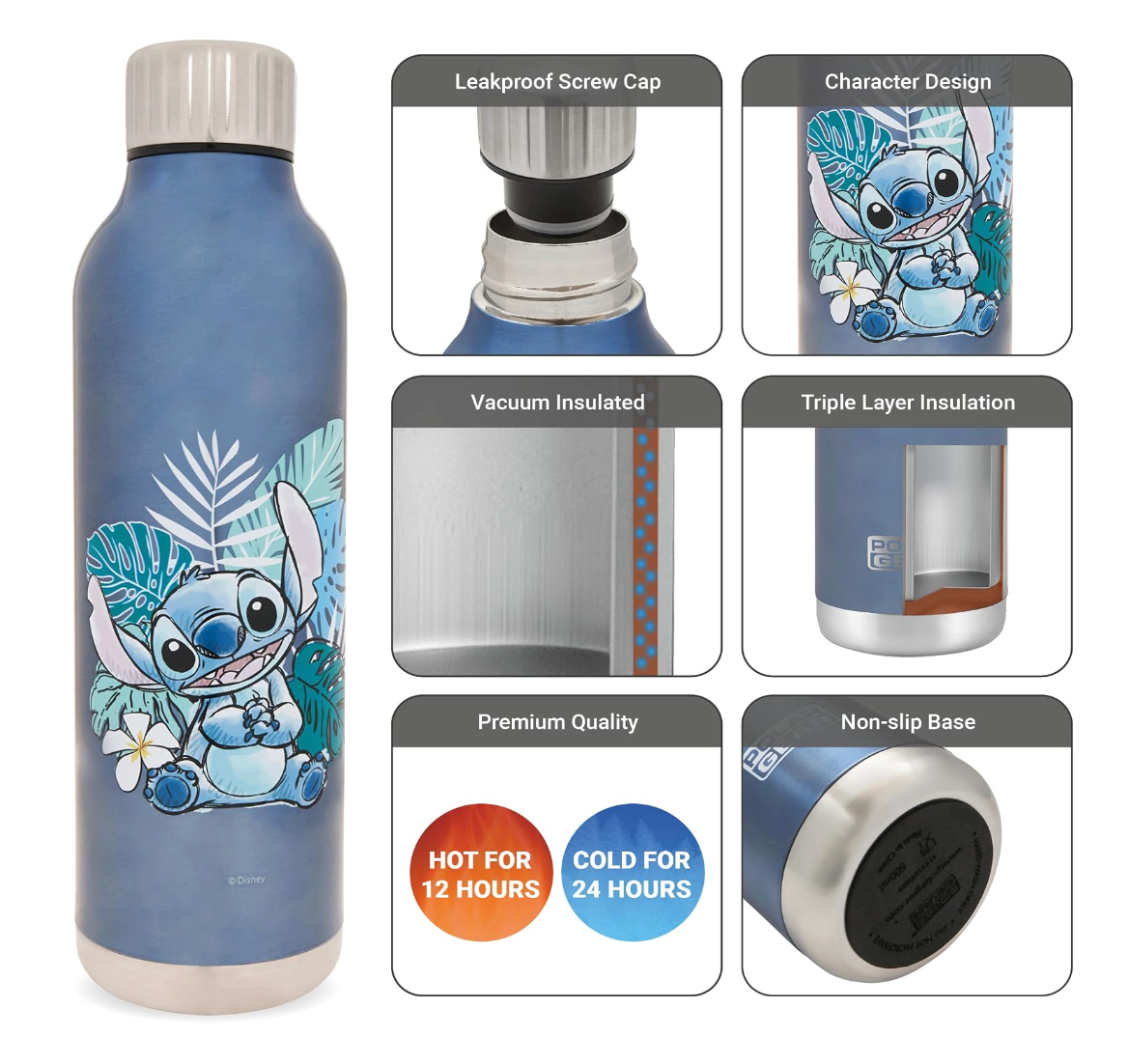 Polar Gear Stainless Steel Water Bottle 500 ml - Stitch