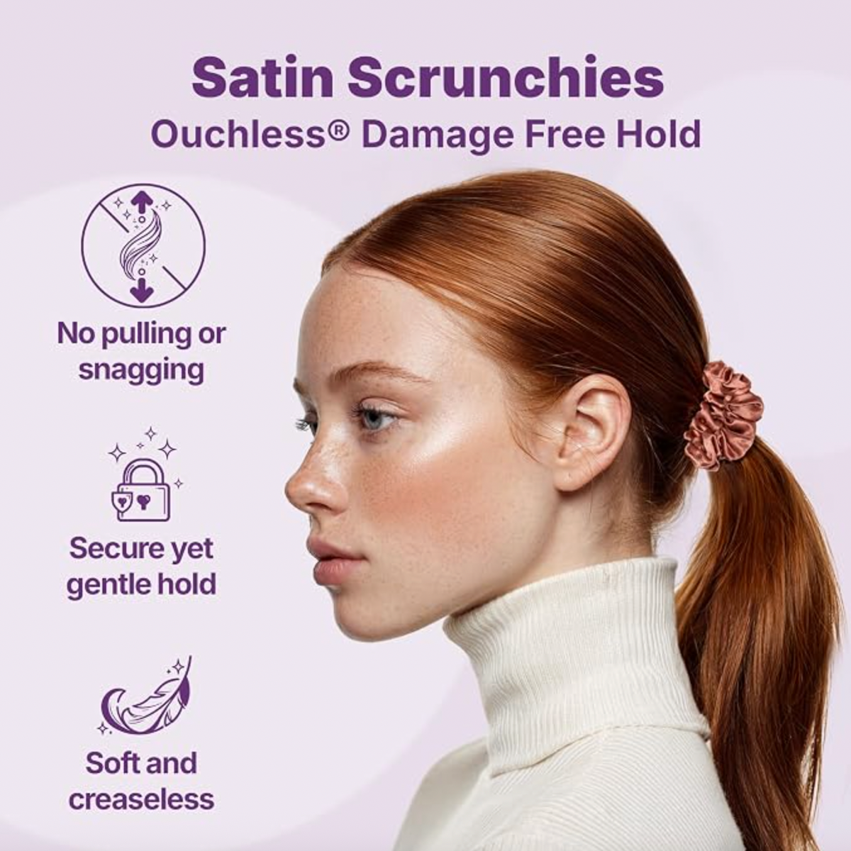 Goody Ouchless Skinny Satin Scrunchies - Pink