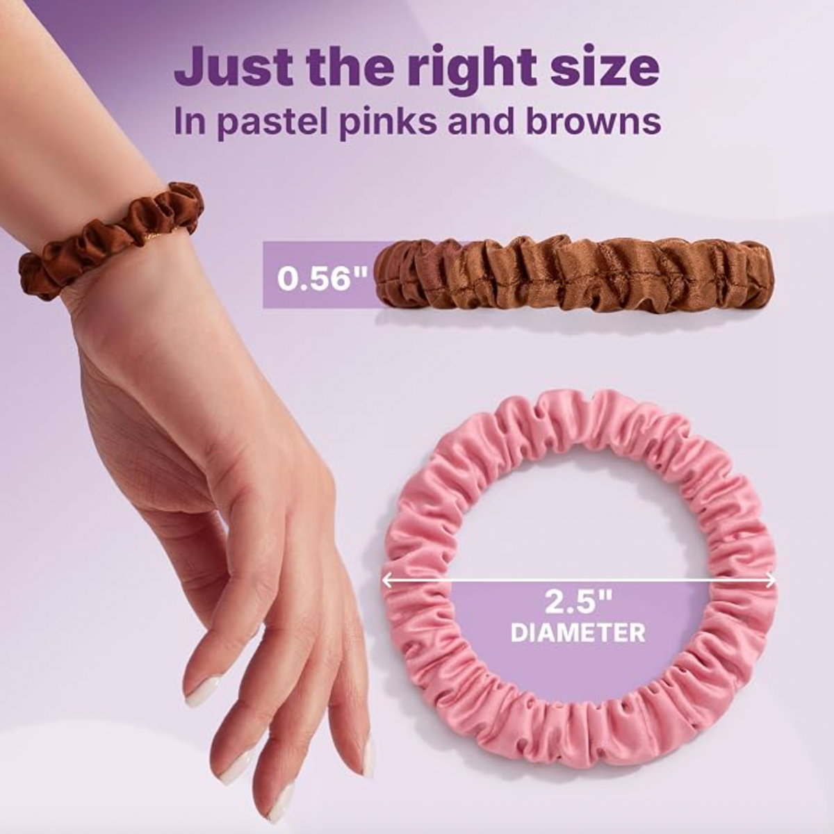 Goody Ouchless Skinny Satin Scrunchies - Pink
