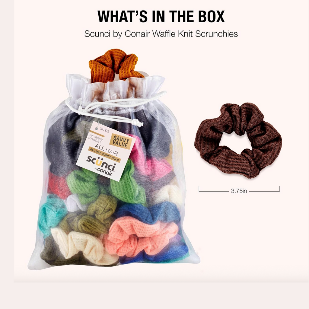Scünci Hair Scrunchies Waffle Knit Cotton - 36 Count