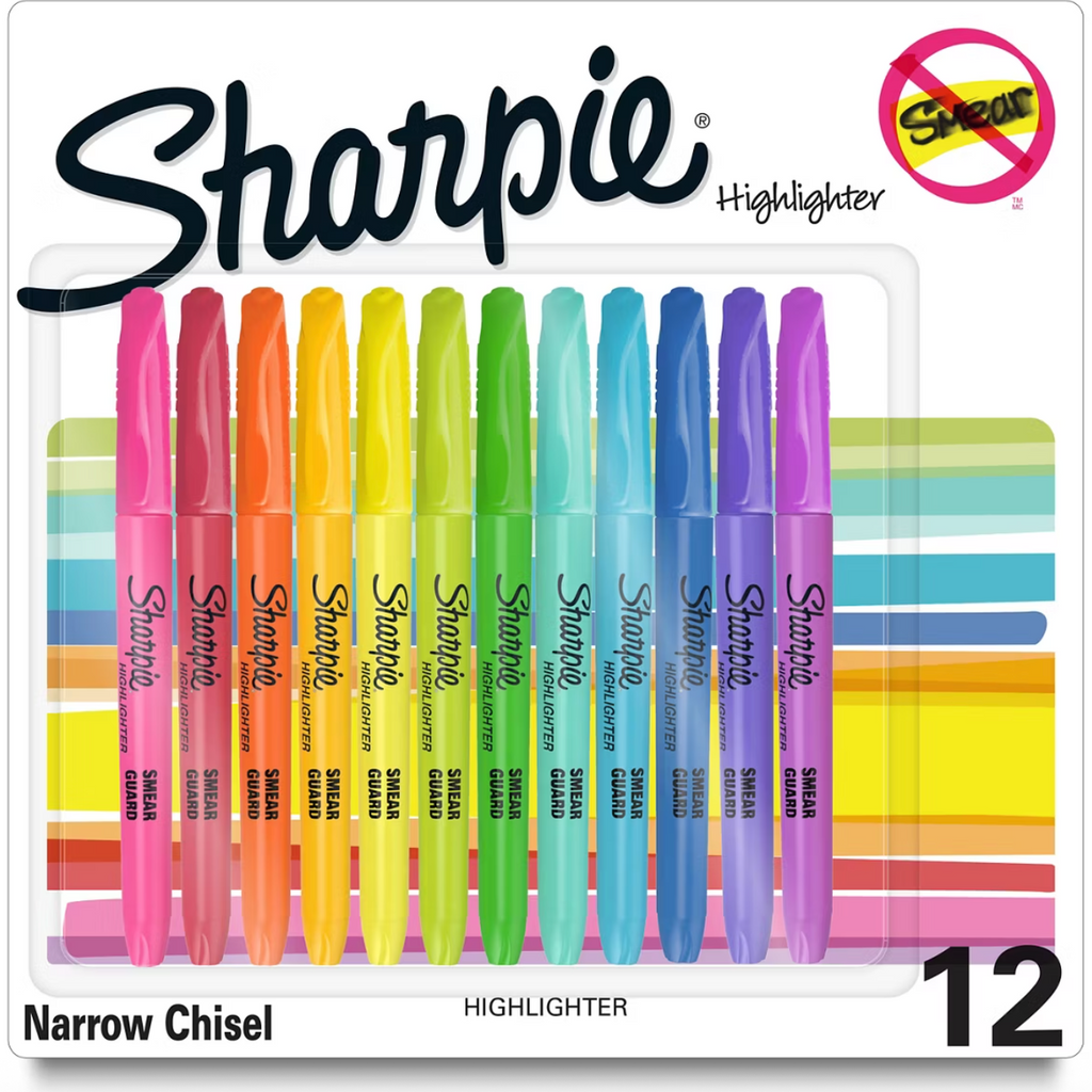 Sharpie Pocket Highlighters Chisel Tip 12 pack - Assorted Fluorescent