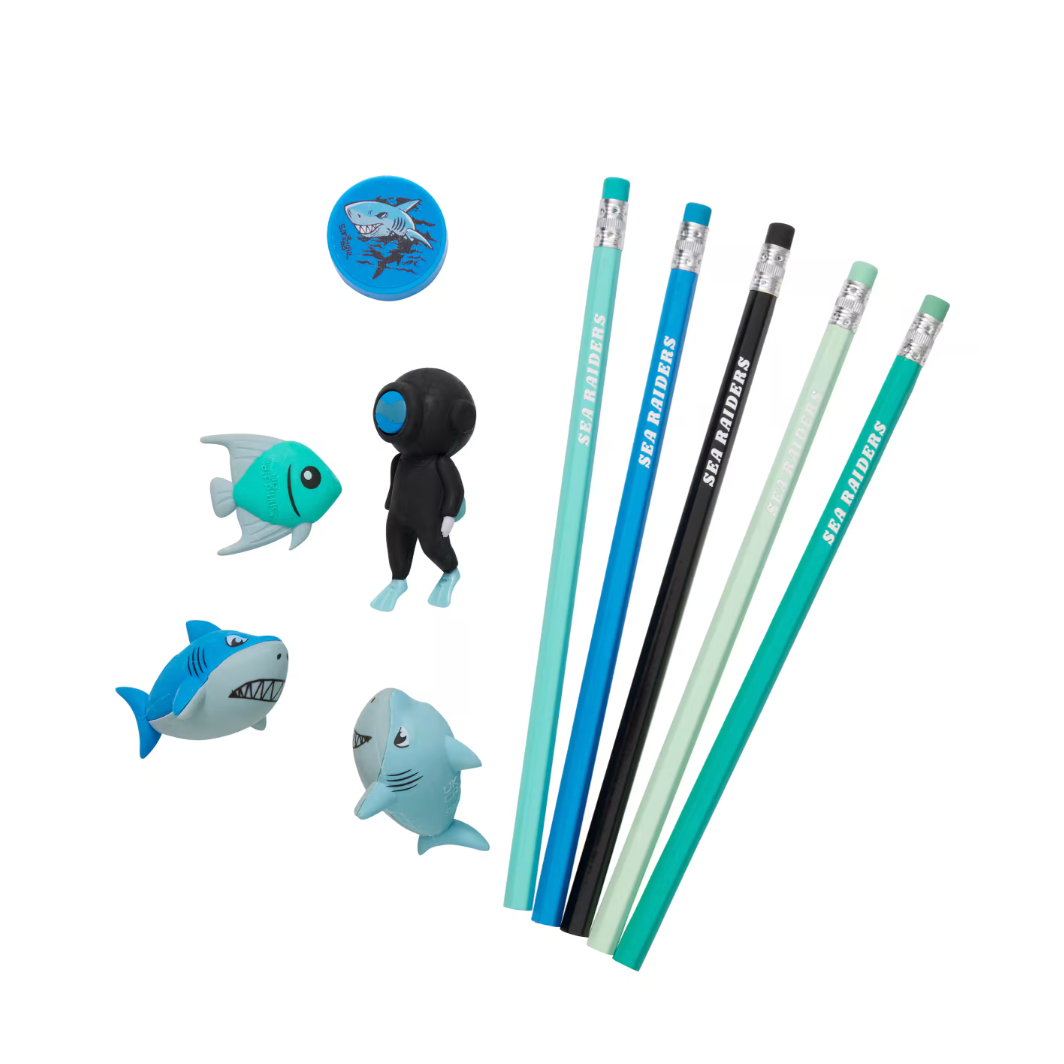 Smiggle Eraser Pencil Box Set - Blue 