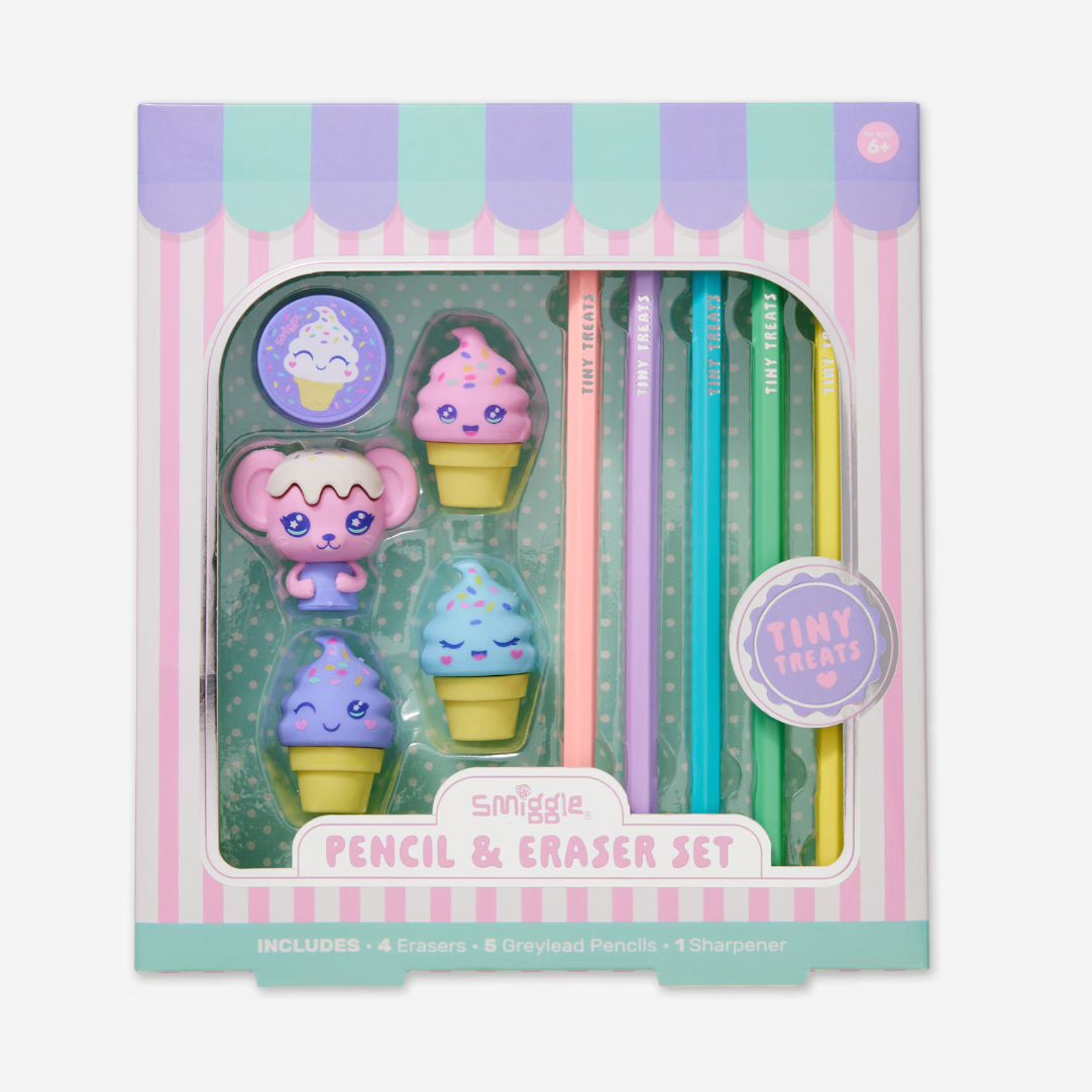 Smiggle Eraser Pencil Box Set - Lilac 