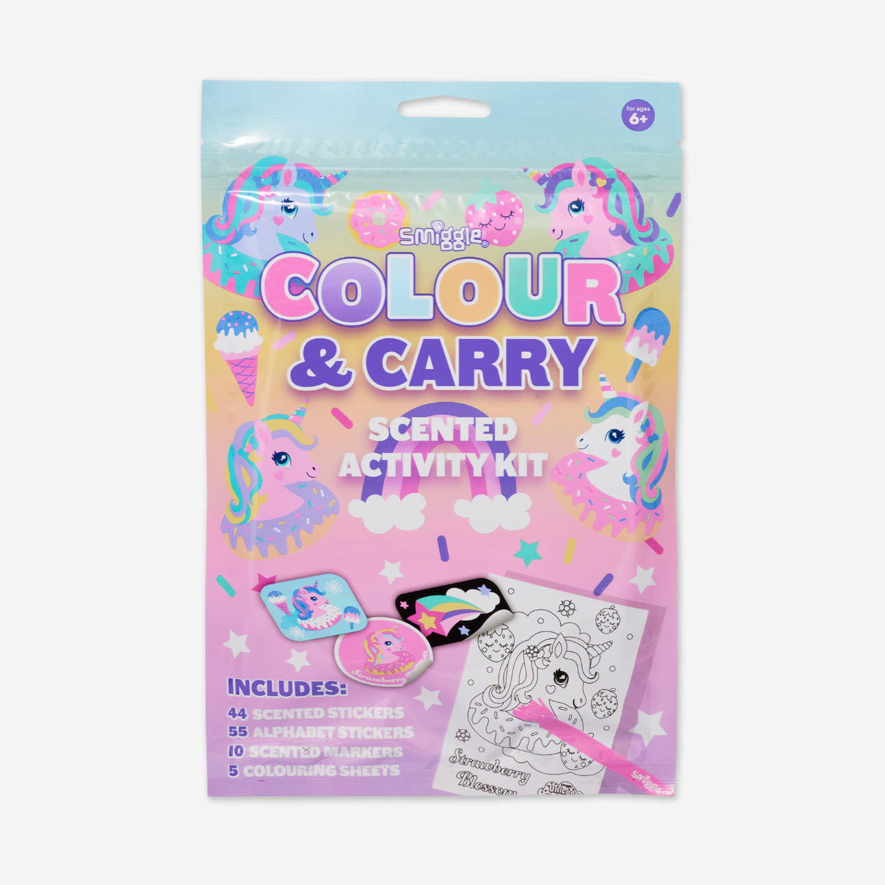 Smiggle Mini Colour & Carry Scented Activity Kit - Unicorn 