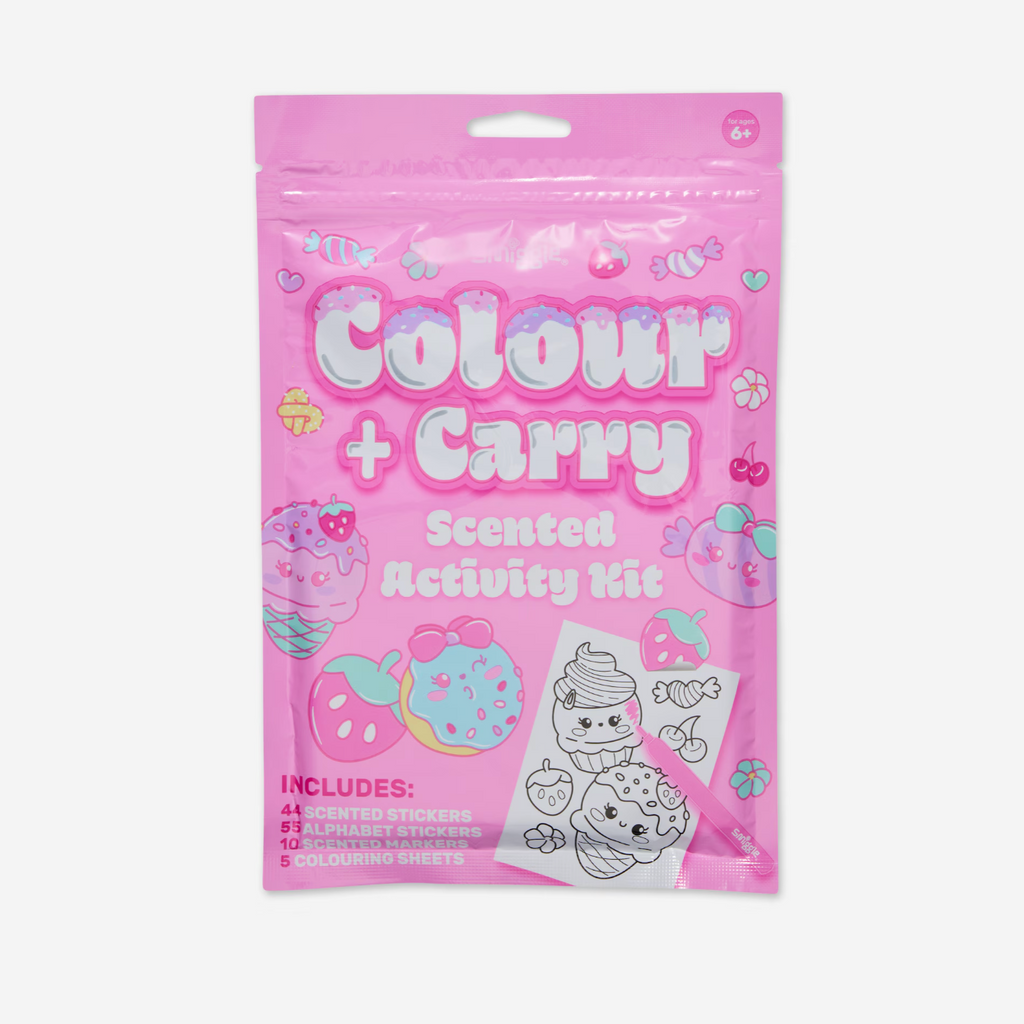 Smiggle Mini Colour & Carry Scented Activity Kit - Pink/Purple 