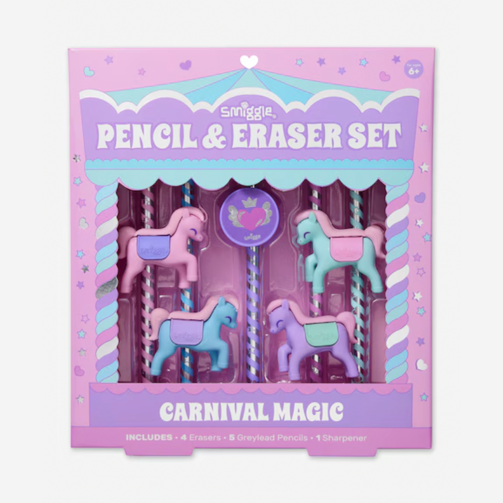Smiggle Mystical Eraser Pencil Box Set - Pink