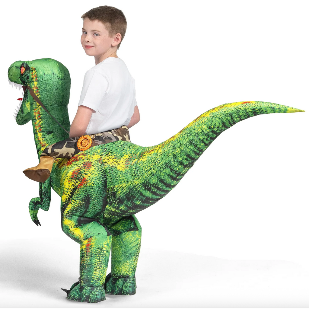 Spooktacular Creations Inflatable Dinosaur Costume, Riding a Raptor Digital Printing Blow-up 4-6