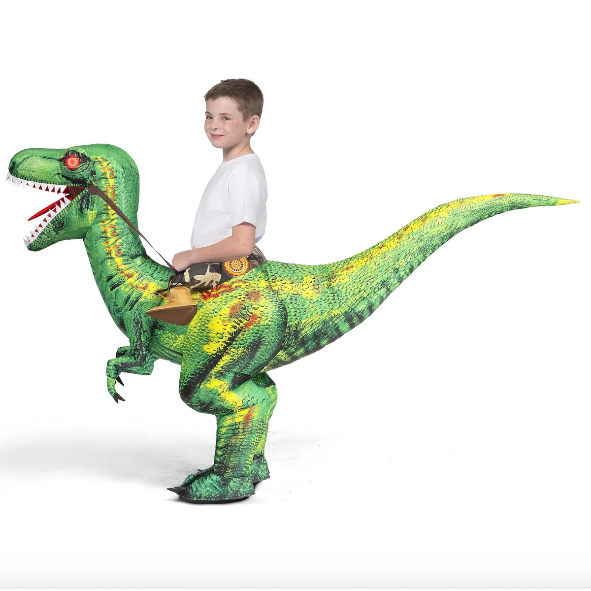 Spooktacular Creations Inflatable Dinosaur Costume, Riding a Raptor Digital Printing Blow-up 4-6
