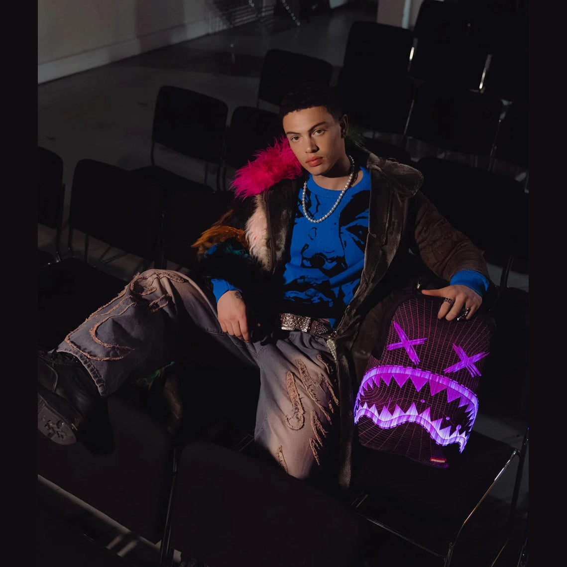 Spray ground Fiber Optics Party Shark Backpack 